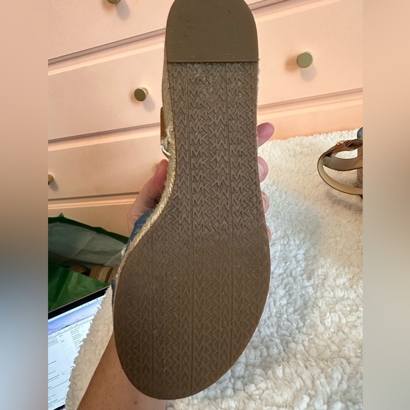 Michael Kors Denim Leather Wedge Sandals 7.5W - Picture 6 of 6